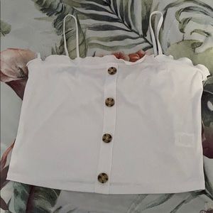 White button crop top